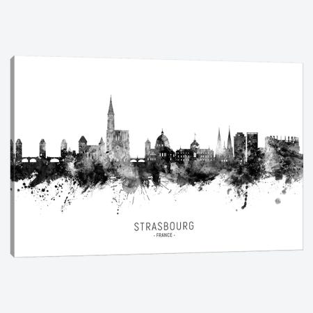 Strasbourg France Skyline Name Bw Canvas Print #MTO2688} by Michael Tompsett Canvas Wall Art