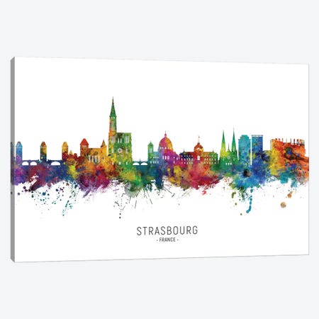 Strasbourg France Skyline City Name Canvas Print #MTO2689} by Michael Tompsett Canvas Wall Art