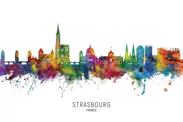 Alsace: Strasbourg France Skyline City Name by Michael Tompsett