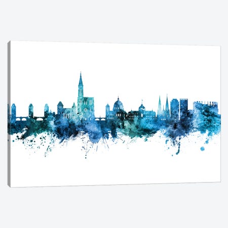 Strasbourg France Skyline Blue Teal Canvas Print #MTO2690} by Michael Tompsett Canvas Art Print