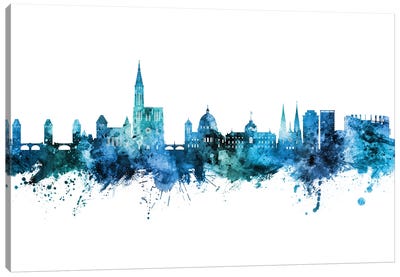 Strasbourg France Skyline Blue Teal Canvas Art Print