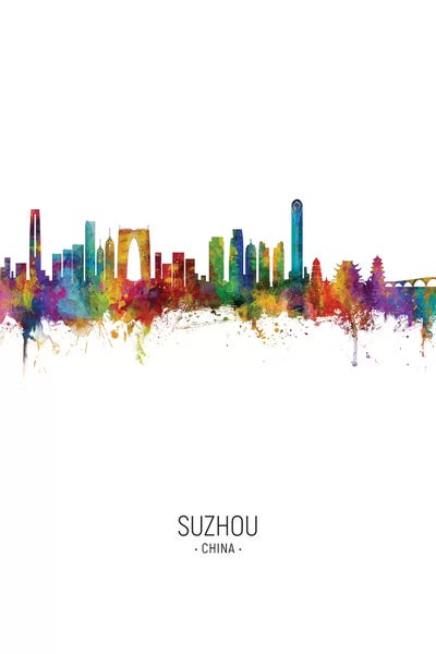 Suzhou: Suzhou China Skyline Portrait by Michael Tompsett