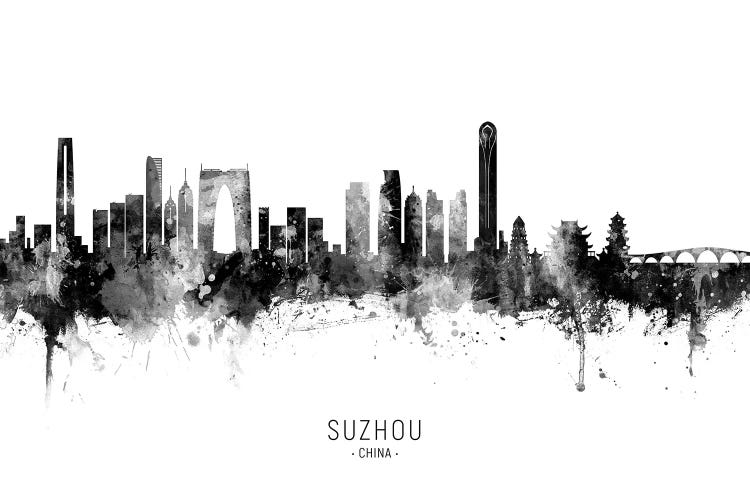 Suzhou China Skyline Name Bw