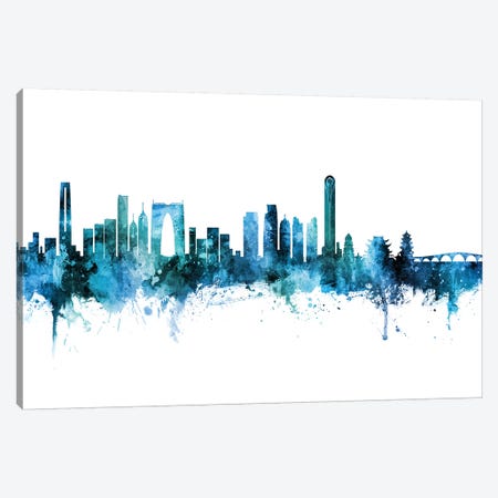Suzhou China Skyline Blue Teal Canvas Print #MTO2695} by Michael Tompsett Canvas Artwork