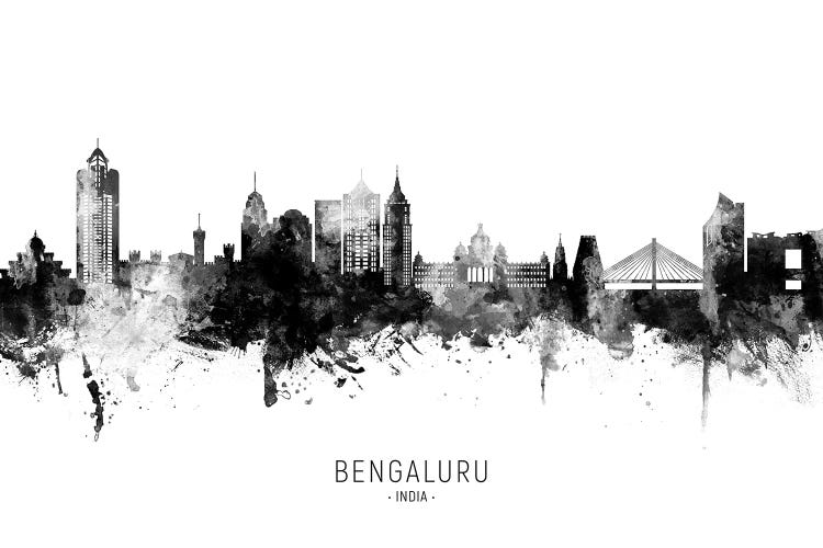 Bengaluru India Skyline Name Bw