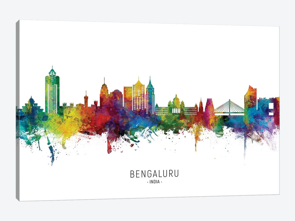 Bengaluru India Skyline City Name by Michael Tompsett 1-piece Canvas Print