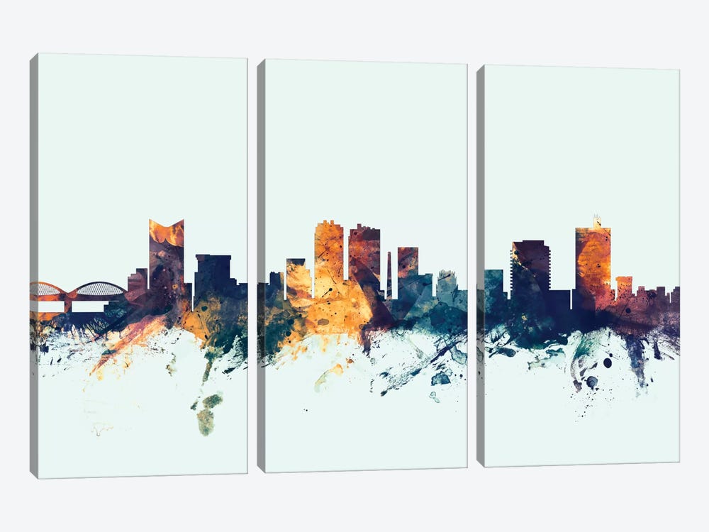 Fort Worth, Texas, USA On Blue by Michael Tompsett 3-piece Canvas Print