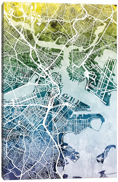 Boston, Massachusetts, USA Canvas Art Print - 3-Piece Map Art