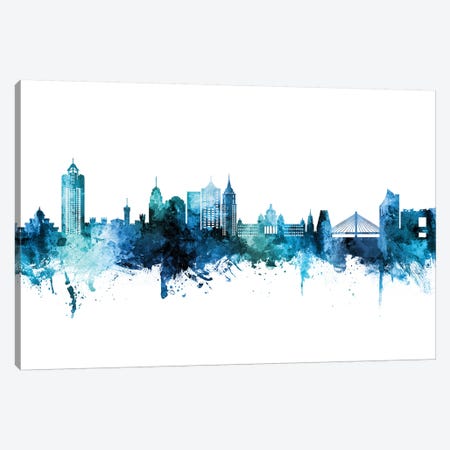 Bengaluru India Skyline Blue Teal Canvas Print #MTO2700} by Michael Tompsett Canvas Art Print