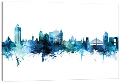 Bengaluru India Skyline Blue Teal Canvas Art Print