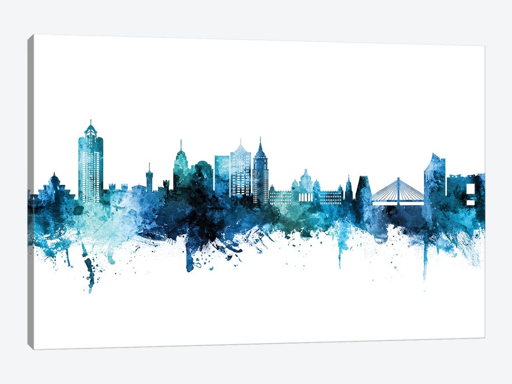 Bengaluru India Skyline Blue Teal by Michael Tompsett 1-piece Canvas Artwork
