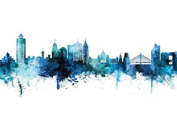Karnataka: Bengaluru India Skyline Blue Teal by Michael Tompsett