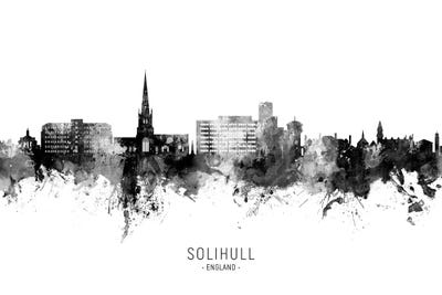 Solihull England Skyline Name In Black & White by Michael Tompsett canvas print