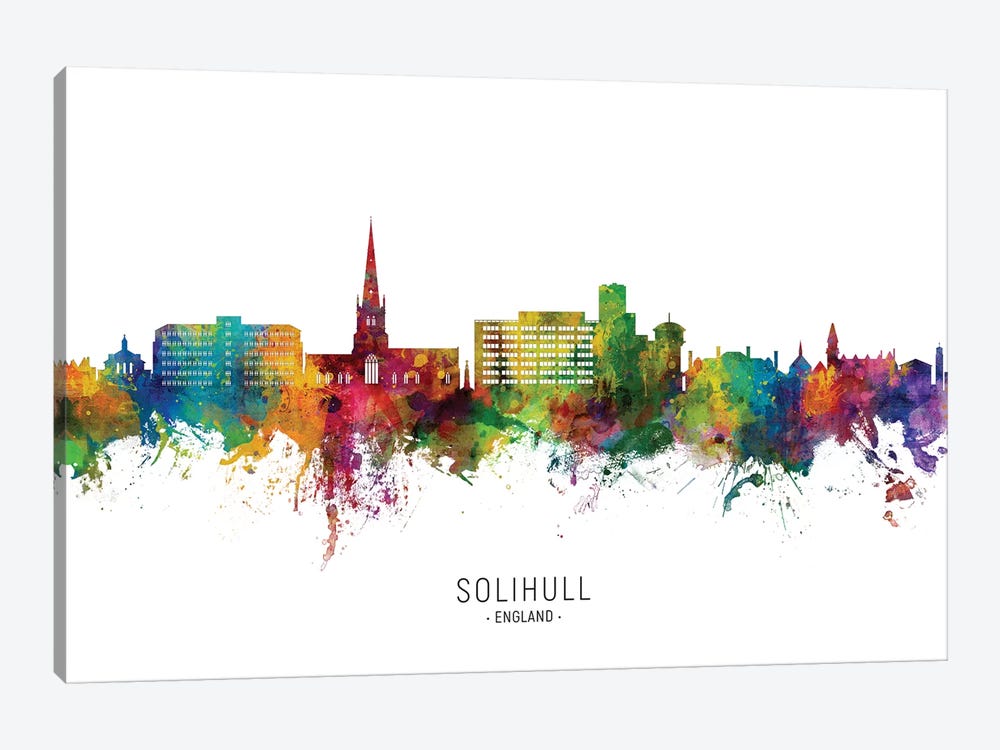 Solihull England Skyline City Name by Michael Tompsett 1-piece Canvas Print
