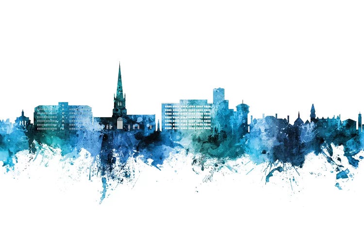 Solihull England Skyline Blue Teal