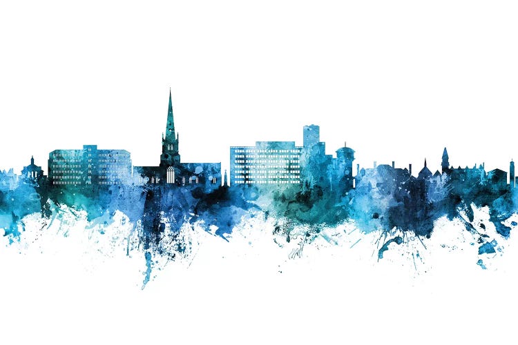 Solihull England Skyline Blue Teal by Michael Tompsett wall art
