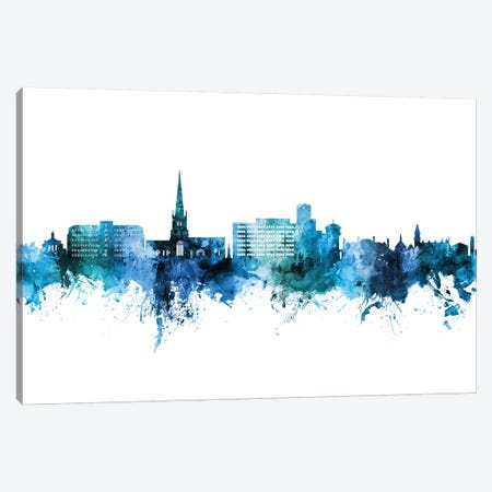 Solihull England Skyline Blue Teal Canvas Print #MTO2704} by Michael Tompsett Canvas Art