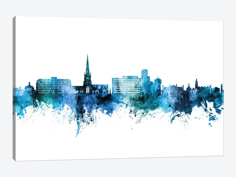 Solihull England Skyline Blue Teal by Michael Tompsett 1-piece Canvas Art