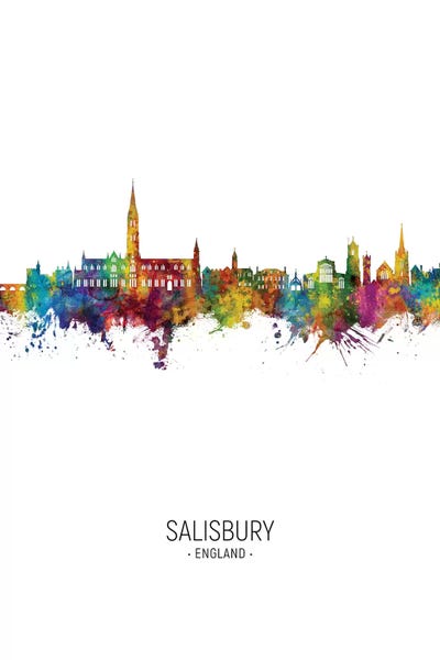 Salisbury England Skyline Portrait by Michael Tompsett canvas print