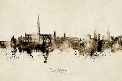 Salisbury England Skyline Vintage by Michael Tompsett canvas print