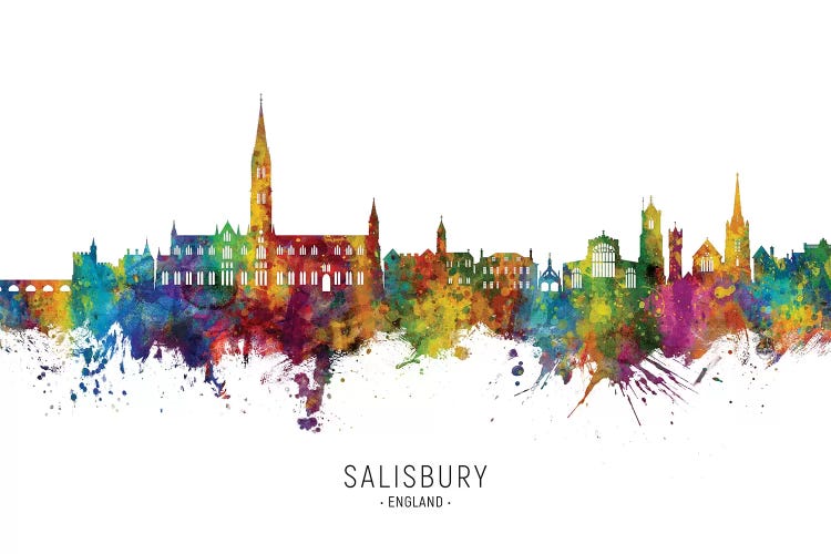 Salisbury England Skyline City Name by Michael Tompsett wall art