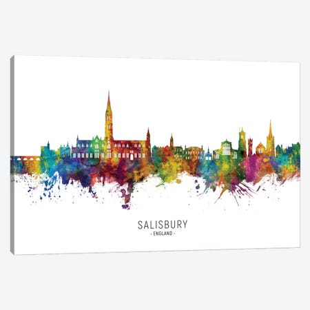Salisbury England Skyline City Name Canvas Print #MTO2709} by Michael Tompsett Canvas Art Print