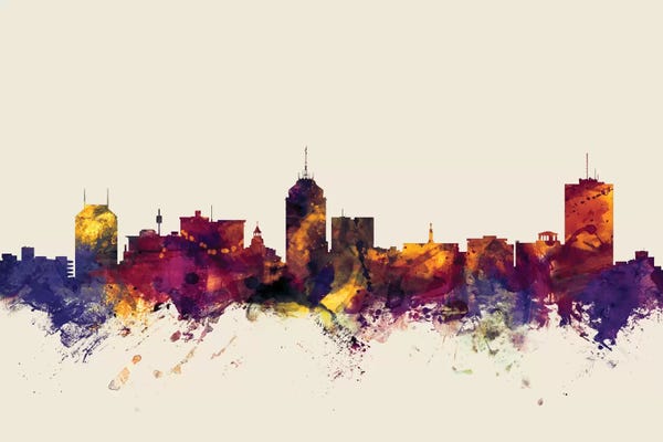 Fresno: Fresno, California, USA On Beige by Michael Tompsett