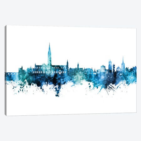 Salisbury England Skyline Blue-Teal Canvas Print #MTO2710} by Michael Tompsett Canvas Wall Art