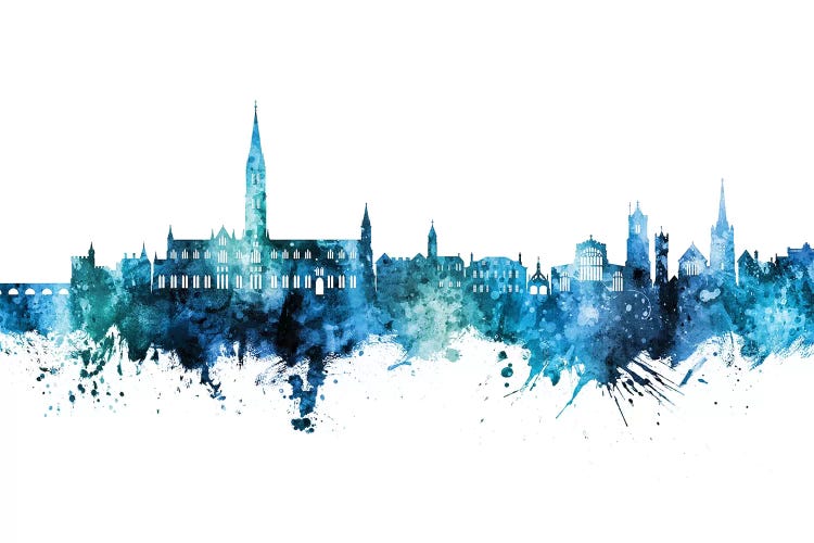 Salisbury England Skyline Blue-Teal by Michael Tompsett wall art