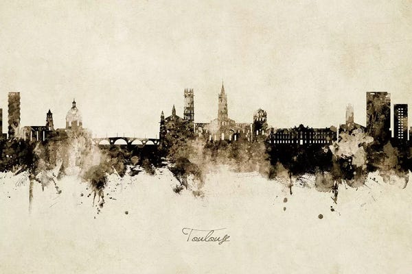 Occitania: Toulouse France Skyline Vintage by Michael Tompsett