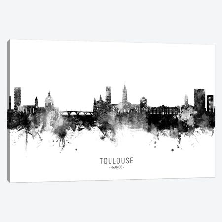 Toulouse France Skyline Name In Black & White Canvas Print #MTO2713} by Michael Tompsett Canvas Wall Art