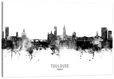 Toulouse France Skyline Name In Black & White Canvas Art Print