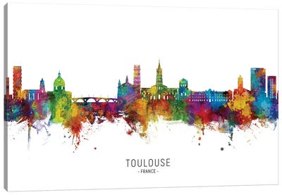 Toulouse France Skyline City Name Canvas Art Print