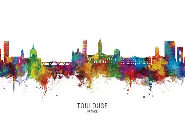 Occitania: Toulouse France Skyline City Name by Michael Tompsett