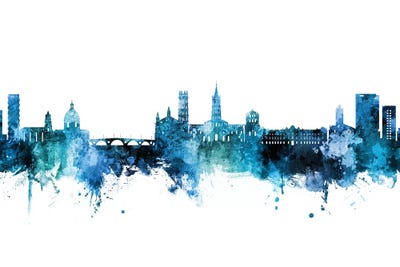 Toulouse France Skyline Blue Teal by Michael Tompsett canvas print