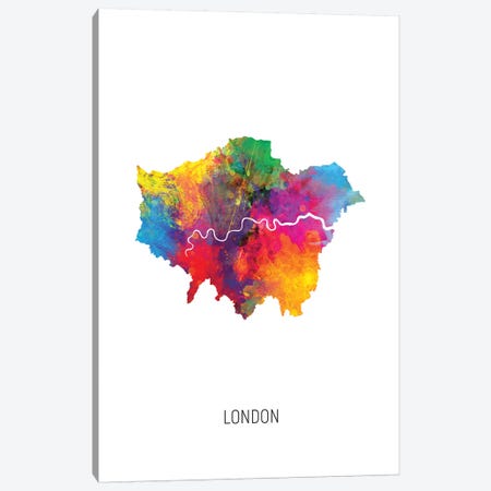 London Map Canvas Print #MTO2716} by Michael Tompsett Canvas Print
