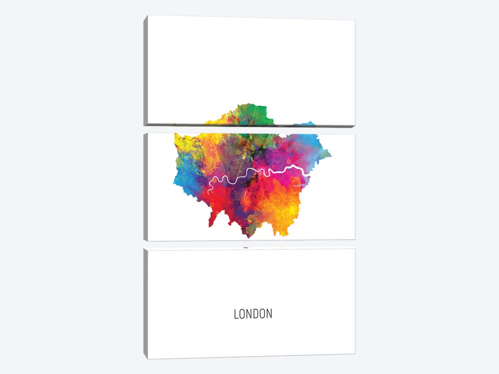 London Map by Michael Tompsett 3-piece Canvas Art Print