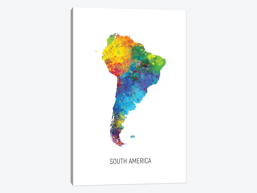 South America Map by Michael Tompsett 1-piece Canvas Artwork