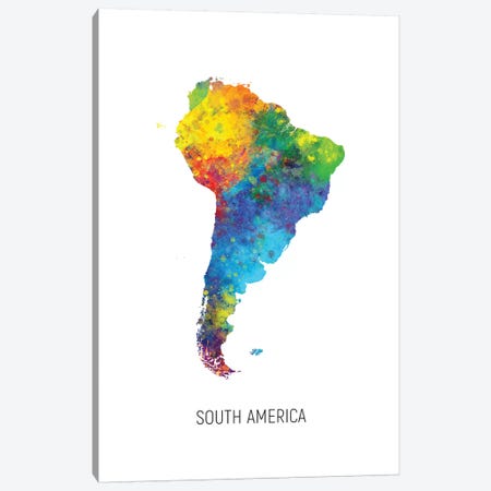 South America Map Canvas Print #MTO2717} by Michael Tompsett Canvas Art Print