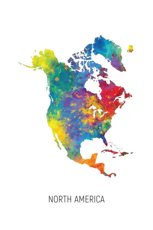 North America Map by Michael Tompsett canvas print
