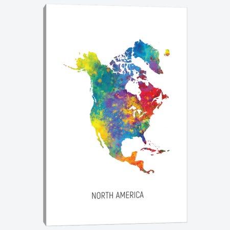 North America Map Canvas Print #MTO2718} by Michael Tompsett Canvas Art