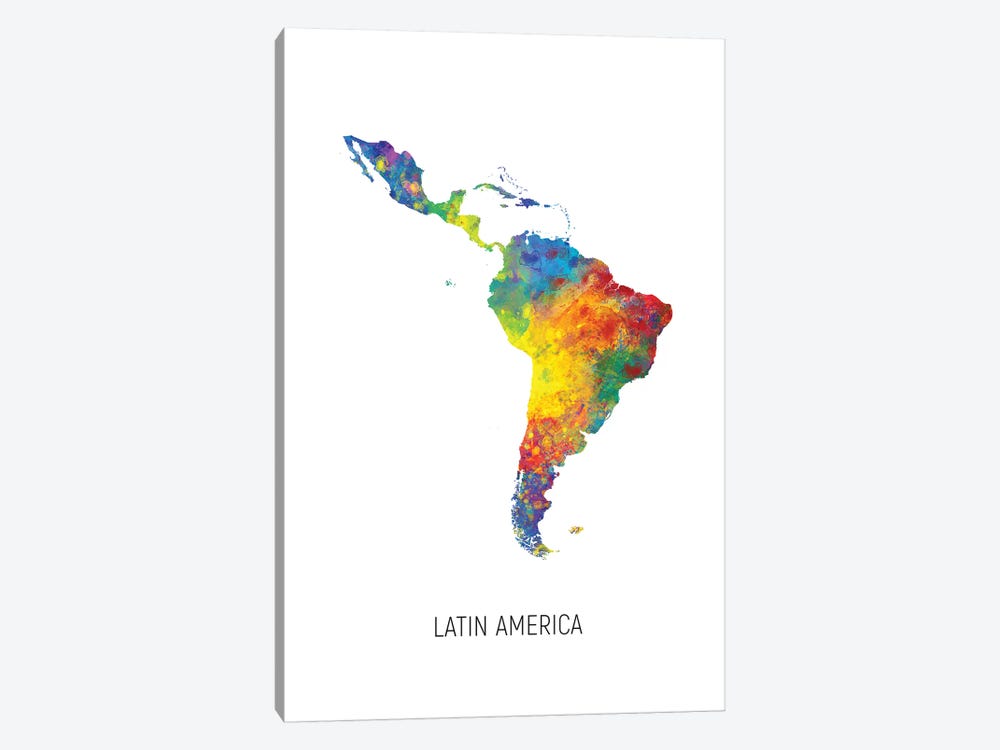 Latin America Map by Michael Tompsett 1-piece Canvas Wall Art