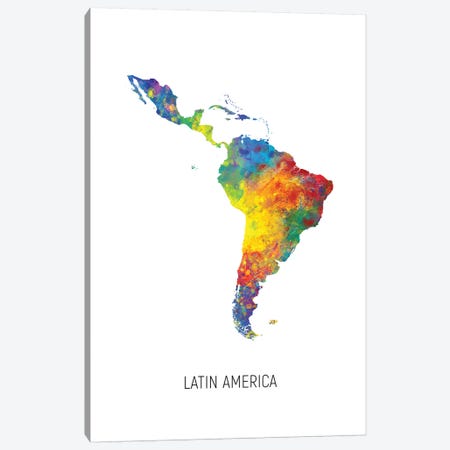 Latin America Map Canvas Print #MTO2719} by Michael Tompsett Canvas Artwork
