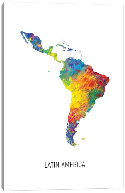 Latin America Map Canvas Art Print - South America Art