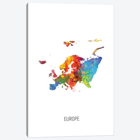 Europe Map Canvas Print #MTO2720} by Michael Tompsett Canvas Art Print