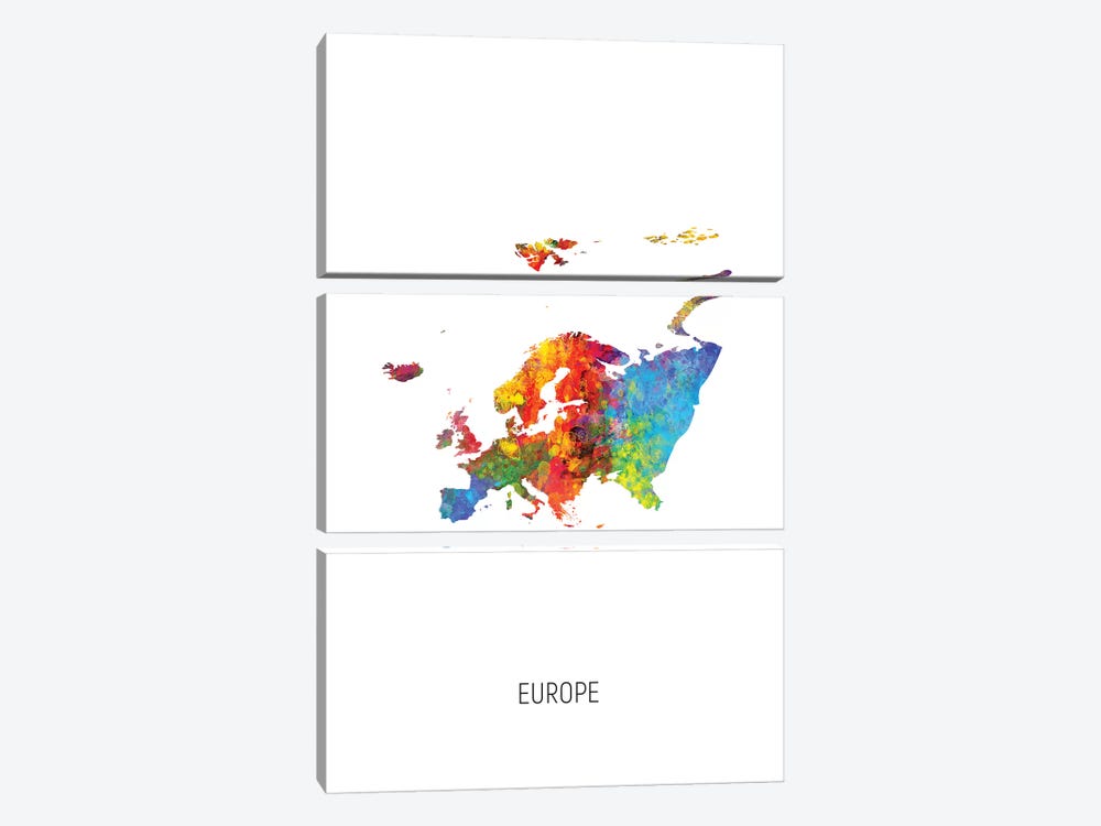 Europe Map by Michael Tompsett 3-piece Canvas Artwork