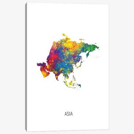 Asia Map Canvas Print #MTO2722} by Michael Tompsett Art Print