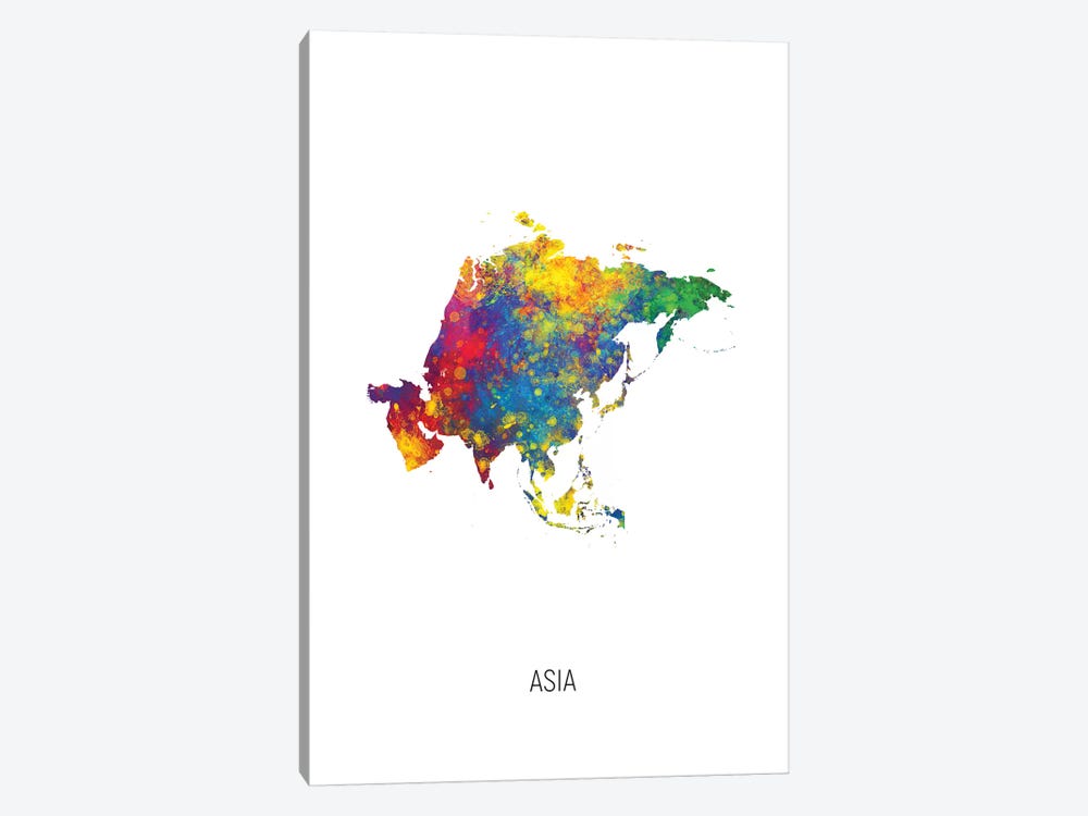 Asia Map by Michael Tompsett 1-piece Canvas Artwork