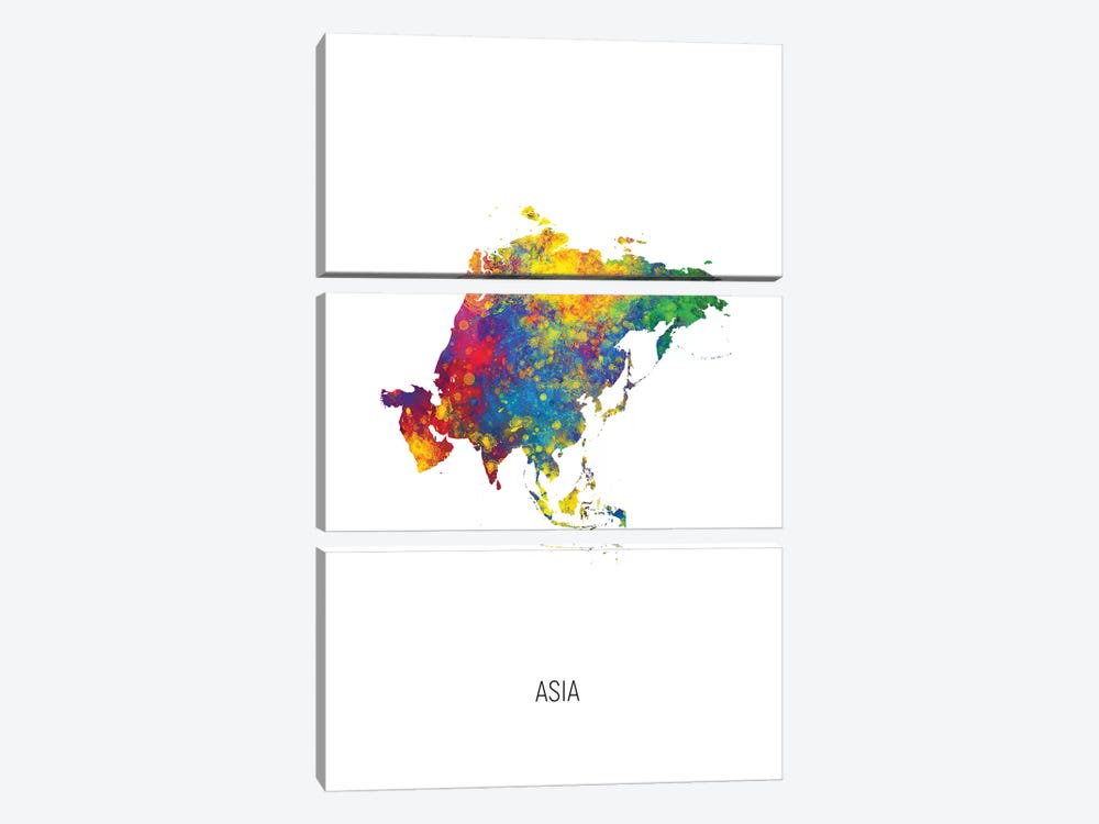 Asia Map by Michael Tompsett 3-piece Canvas Art