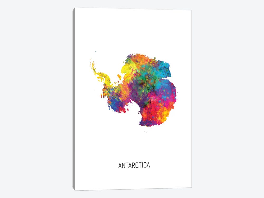 Antarctica Map by Michael Tompsett 1-piece Canvas Print